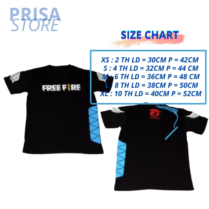 Baju FF Anak Laki Laki Kaos FF Anak Pria Baju FF Anak Cowok Umur 2-10 Tahun