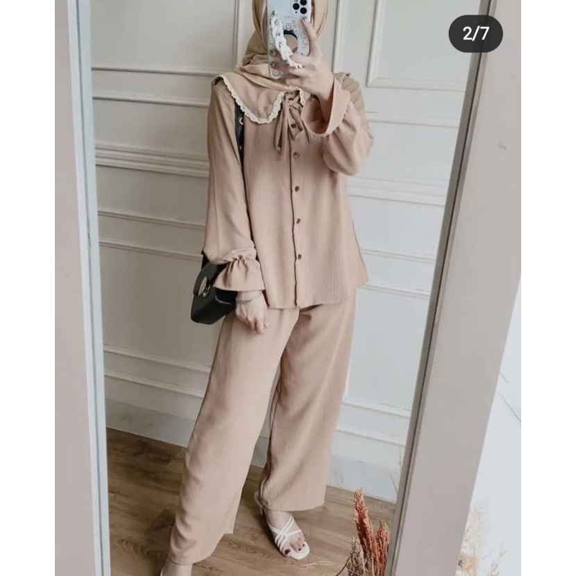 SETELAN CANY RENDA | SETELAN KRINKLE| SETELAN WANITA KEKINIAN | SETELAN BAHAN KRINKLE AIRFLO | OOTD KEKINIAN | FASHION WANITA TERBARU | IZDIHAAR OLSHOP