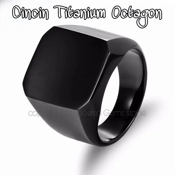Cincin Titanium Square Kotak Hitam Fashion Pria Wanita Termurah