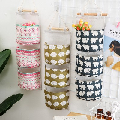 ❤GTB❤ Organizer Storage Bag Gantung kain kavas korean 3 Sekat korea R506