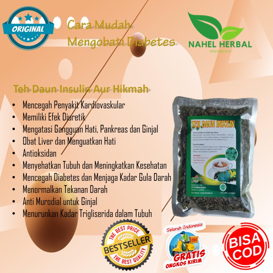 Teh Daun Insulin Hemat bubuk Original BPOM - Obat Herbal Luka Diabetes Basah Kering Pria Wanita Orga