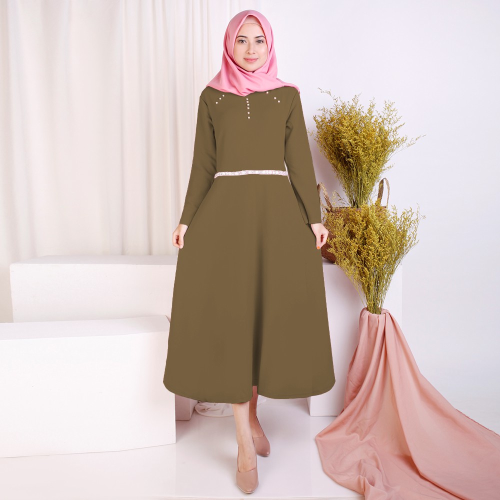 Long dress Lengan Panjang variasi mote - XSHOP Diana Mote