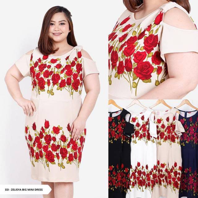 Dress Jumbo Motif Bunga Mawar Salestock/Sorabel
