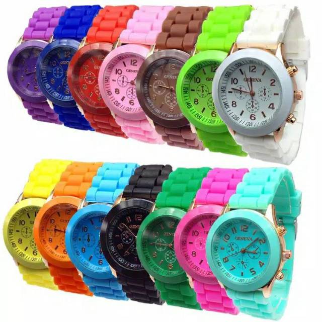 JAM TANGAN FASHION GENEVA RUBBER WATCH