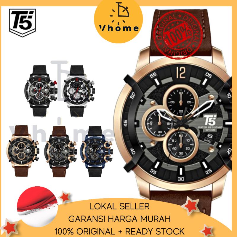 VHOME - JAM PRIA T5 ORIGINAL 100% 3819 H3819 H3819G CHRONOGRAPH WATERPROOF 3ATM BERGARANSI FREE BOX+