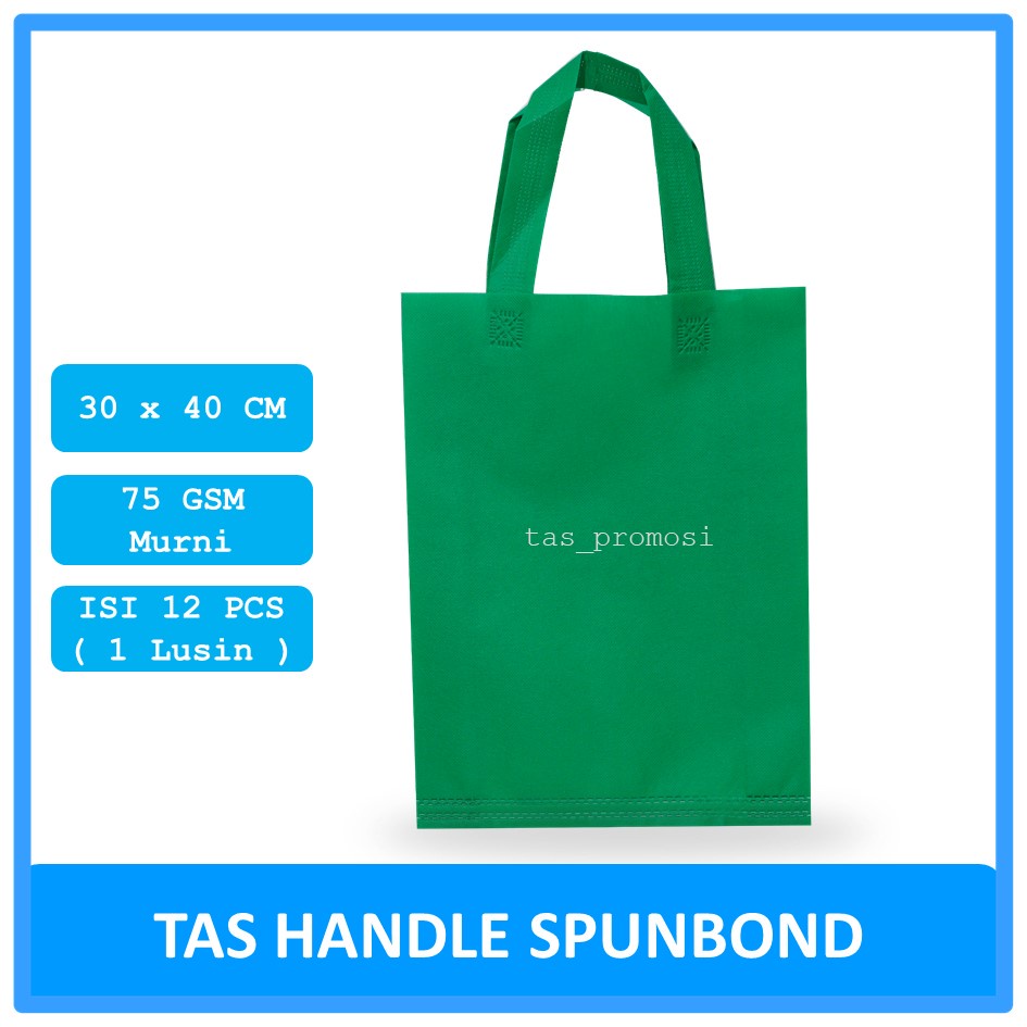 Goodie bag Spunbond Handle 30x40 Hijau Tua Lusinan / Tas Spunbond Polos