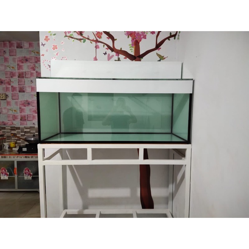AQUARIUM KACA UKURAN 120x50x50cm SET RAK HOLLO TOP FILTER DAN SCOTLET
