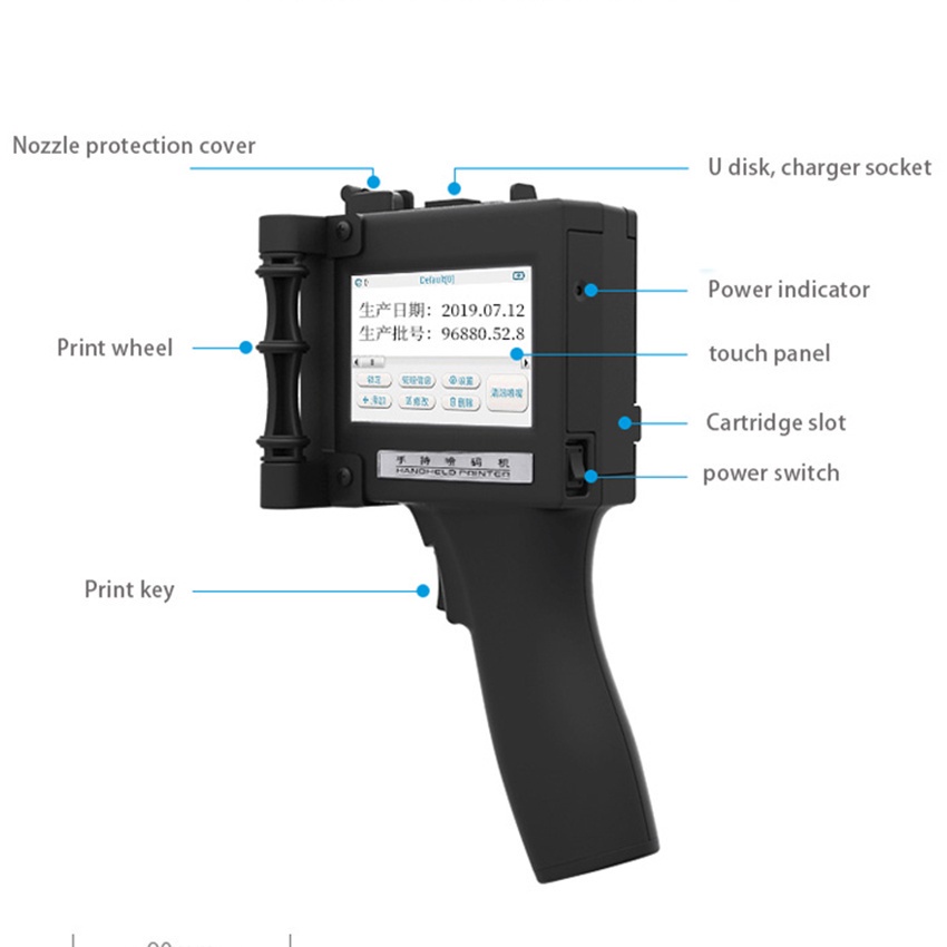 Hand-held Inkjet Printer To Print Production Date. Small Automatic Bottle Cap Food Packaging Bag Carton Assembly Line Coding Machine