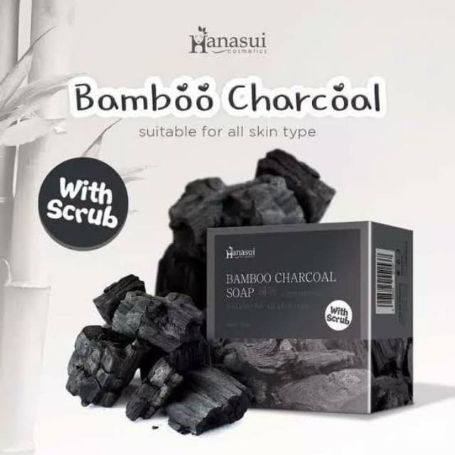 Sabun Arang Pemutih Kulit - Hanasui Bamboo Charcoal Soap With Scrub BPOM ORIGINAL