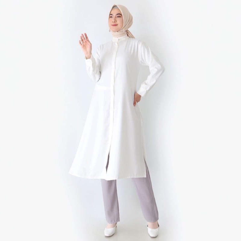 KEMEJA LONG TUNIK POLOS STANDART LD 106 BAHAN SHAKILA PREMIUM &amp; CRINKLE PANJANG WANITA