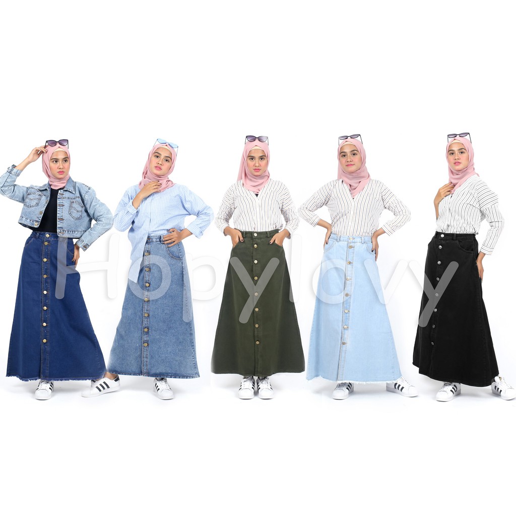 HOPYLOVY - Rok Jeans Panjang Button Up Fabian-1