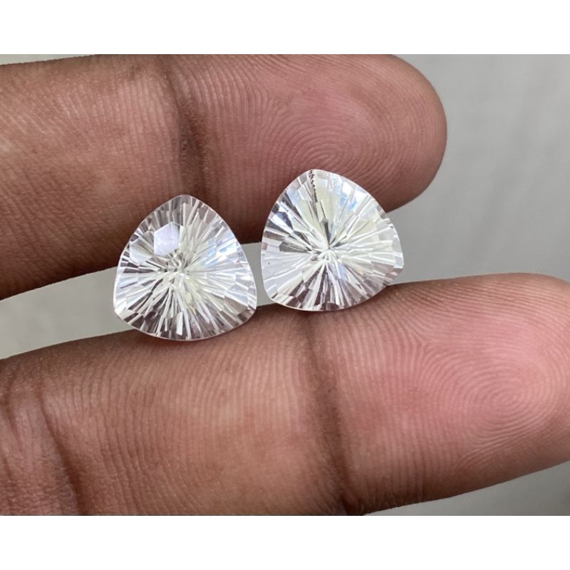 Batu kecubung es natural crystal quartz batu kecubung putih fansy cutting