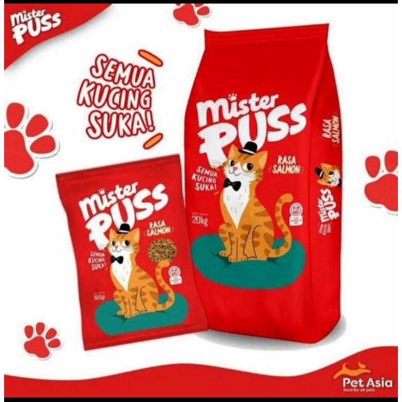 makanan kucing mister puss 500gr rasa salmon