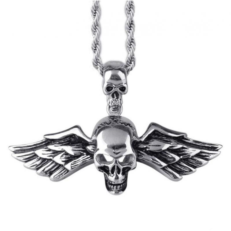 Kalung Rantai Liontin Tengkorak Gaya Punk Gothic Untuk Pria