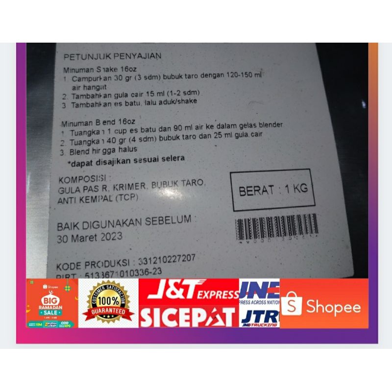 

BUBUK MINUMAN Low PREMIUM KEMASAN 250G / 1 KG