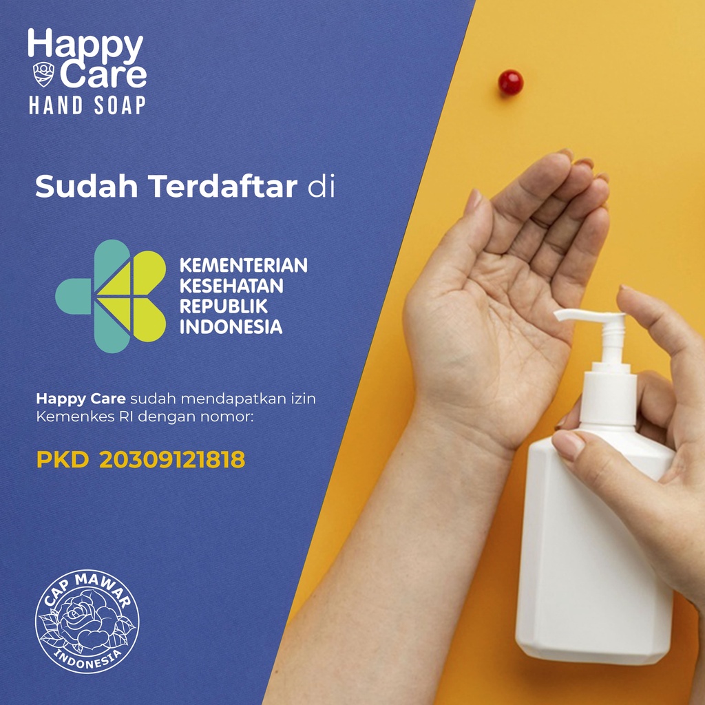 Sabun Cuci Tangan Happy Care Hand Soap Anti Bacterial Refill 1L (JERUK) IZIN KEMENKES