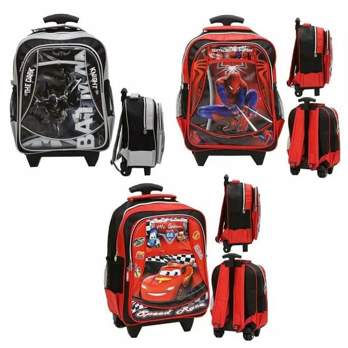 PROMO TAS MURAH TAS TROLLEY ANAK TK KARAKTER BATMAN-SPIDERMAN GNGF6651