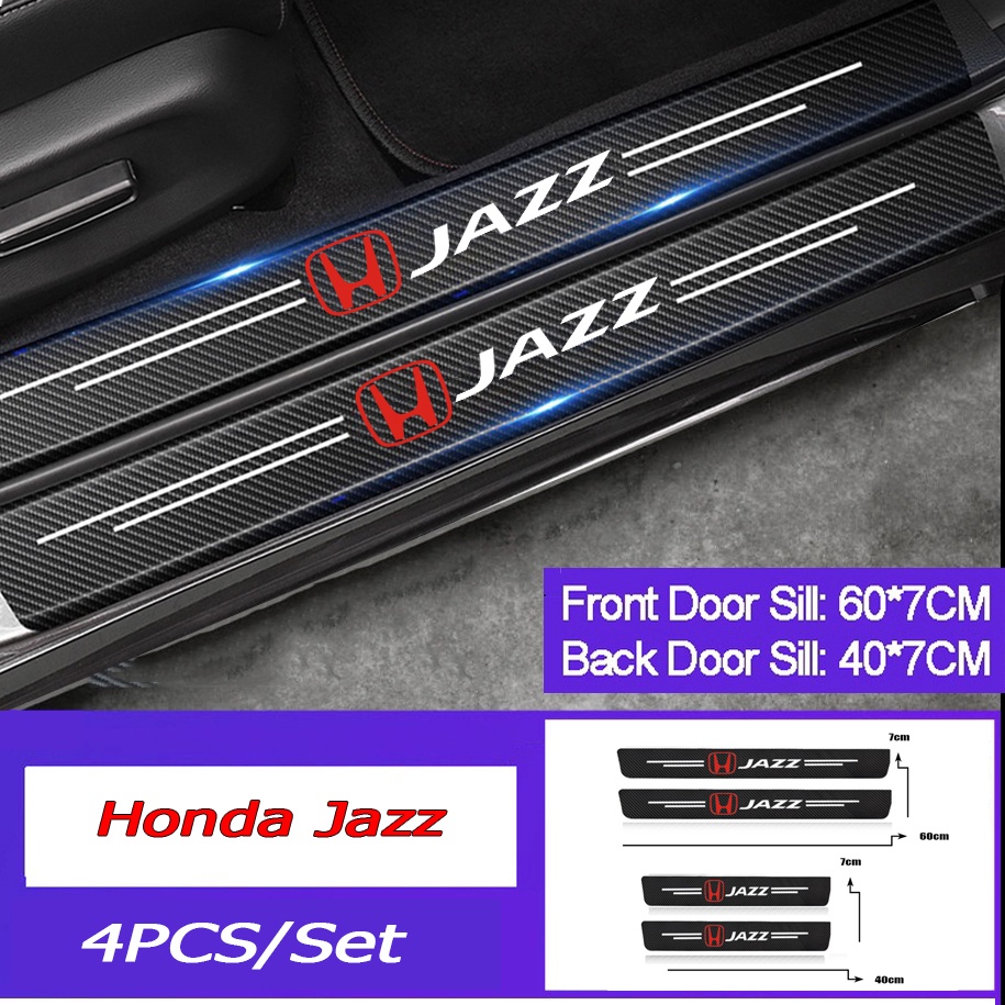 4pcs Stiker Pelindung Anti Gores Bahan Kulit Carbon Fiber Tebal Untuk Pintu HONDA JAZZ