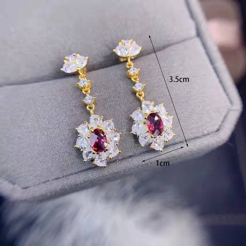 Anting Gantung Panjang Lapis Emas 18k Dengan Batu Ruby Mozambique Untuk Wanita