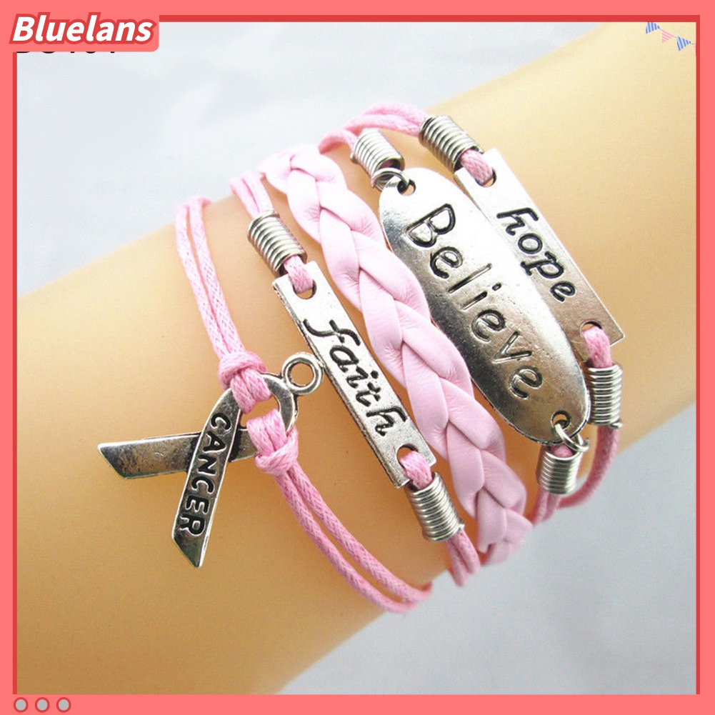 Gelang Multilayer Desain Lambang Kesadaran Kanker Payudara Infinity Hope Faith