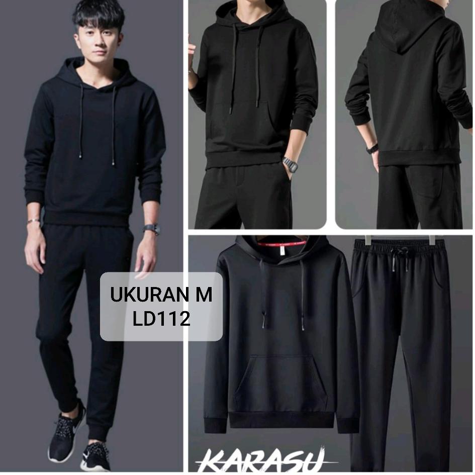 [PRODUK 8AIHH] SET KARASU BOY HITAM Setelan baju tranning cowok set hoodie pria jumbo TGK