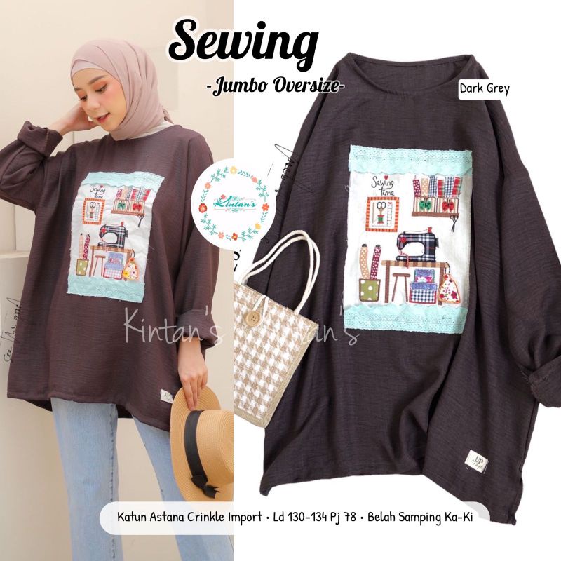 SEWING JUMBO OVERSIZE BY KINTANS (BLOUSE WANITA) Blouse muslimah katun crincle Rekomended