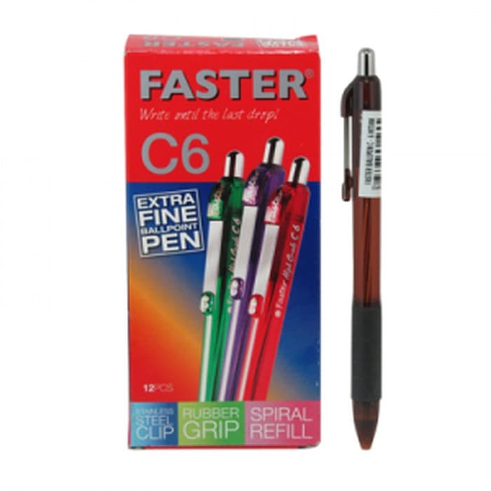

CODE375 Pulpen / Ballpoint Faster C6 Warna Hitam / Biru 1Lusin