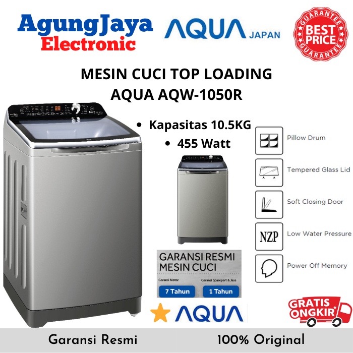 MESIN CUCI 1 TABUNG AQUA AQW-1050R 10.5KG TOP LOADING 10.5 KG HIJAB SERIES (CILEGON-SERANG)