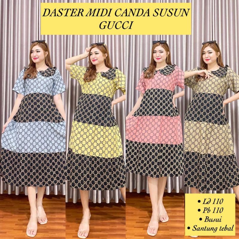 DASTER MIDI CANDA SUSUN GUCCI II RAYON GRADE A ORI II BUSUI FRIENDLY