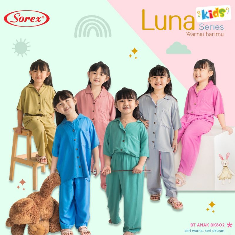 Sorex Kids Baju Tidur Anak perempuan BK 802 (1 Set Atasan pendek + Celana Panjang Luna Series Piyama