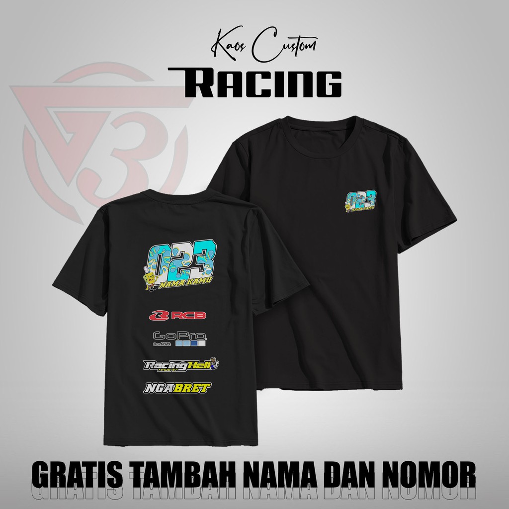 G-THREE (G-38) | Baju Kaos Racing Team Custom Request Bisa Tambah Nama dan Nomor Start Suka Suka Ful