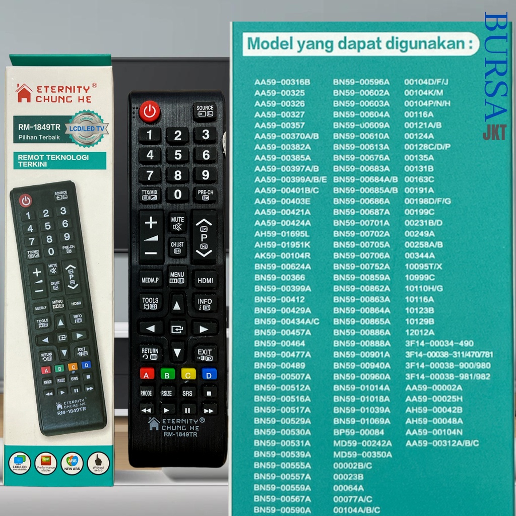 REMOTE REMOT TV SAMSUNG UNIVERSAL LCD LED DIGITAL TV RM1849TR DUS