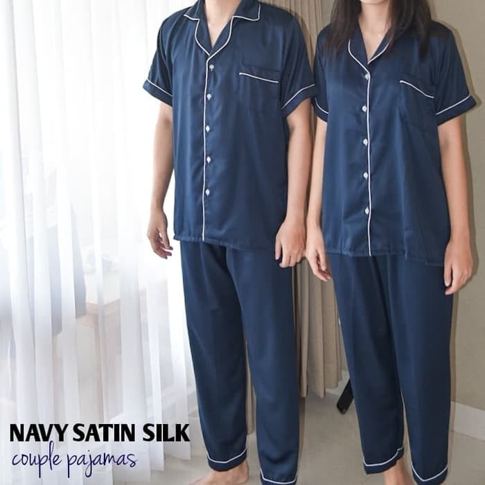 piyama pasangan cowok/cewek/suami istri/pria wanita satin silk