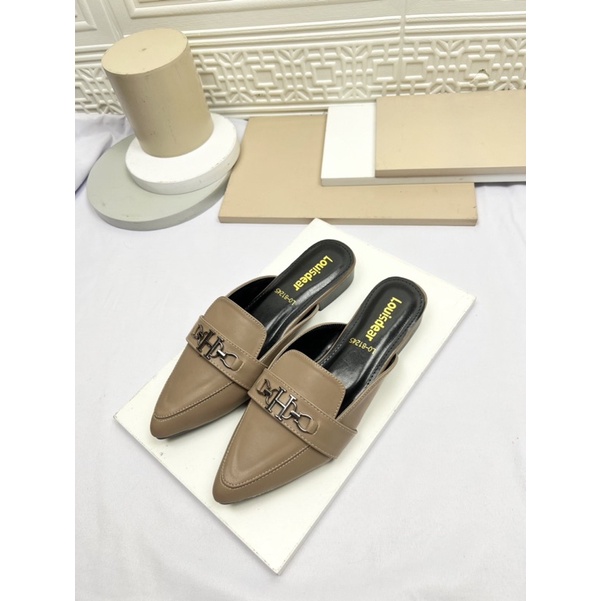 sendal flat shoes wanita terbaru pesta LOUISDEAR sendal flat bahan Dove B141