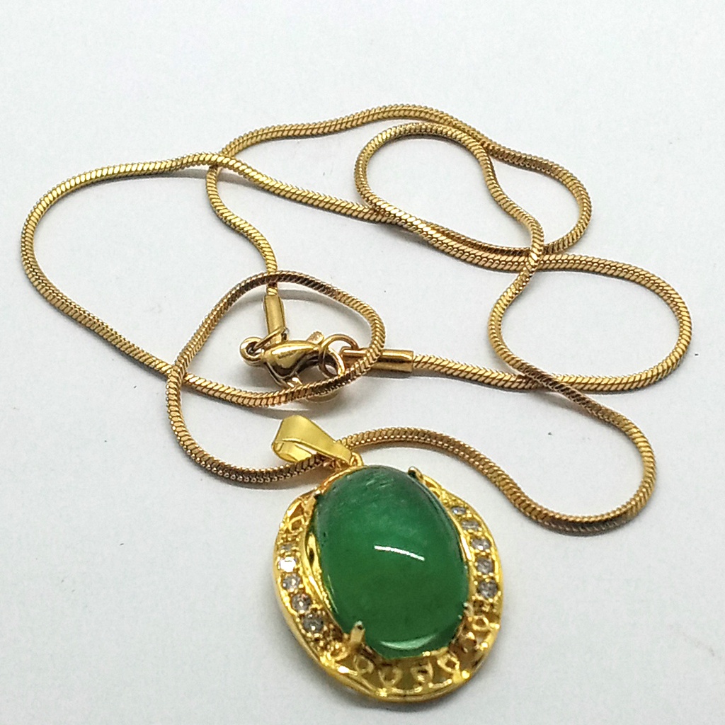 kalung dan liontin titanium liontin batu zambrut