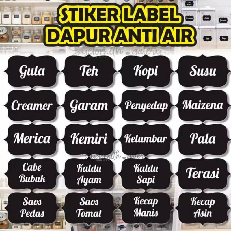 

20 STIKER BUMBU DAPUR WATERPROOF