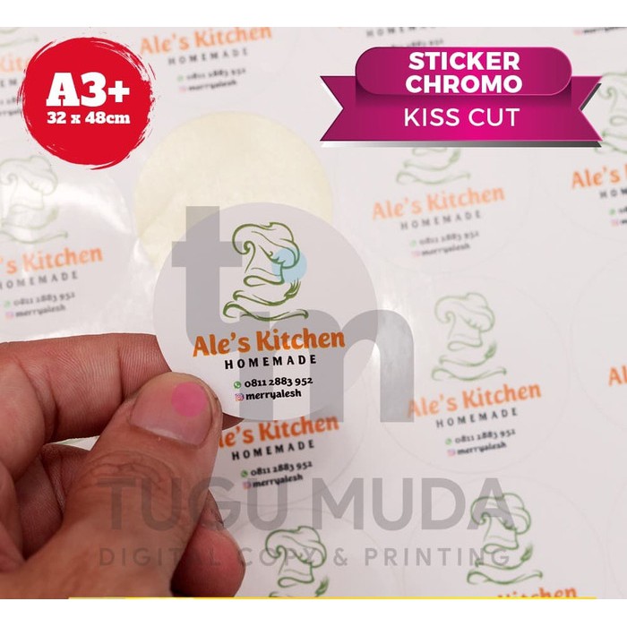 

Cetak Sticker | Stiker Bulat/Makanan - Chromo Glossy A3+ (32x48cm) + Cutting (Kiss Cut)