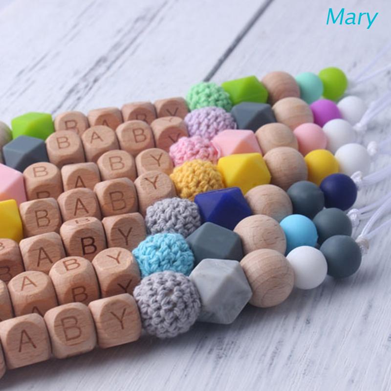 Mary Klip Rantai Manik Kayu Beech Silikon Holder Dot Empeng Bayi Newborn