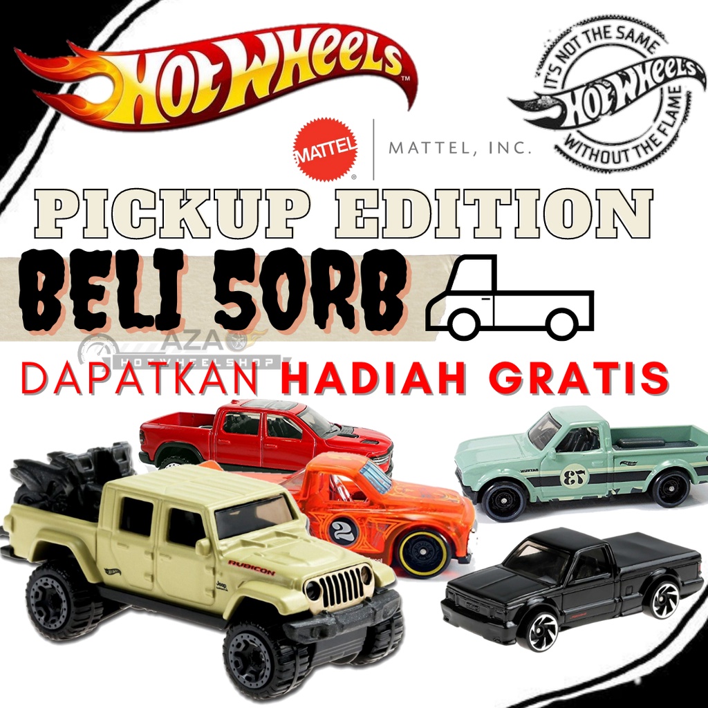 BEST SELLER (1/10) | Bebas Pilih Hot Wheels Pickup Termurah Pick Up Jeep La Troca pick up Single double cabin Datsun Chevy Ford Ram Rebel GMC Syclone Dodge Lil THR HW ID SVT Lightning Ranger Raptor Butterfinger Offroad Silverado Zamac F150 toyota tacoma