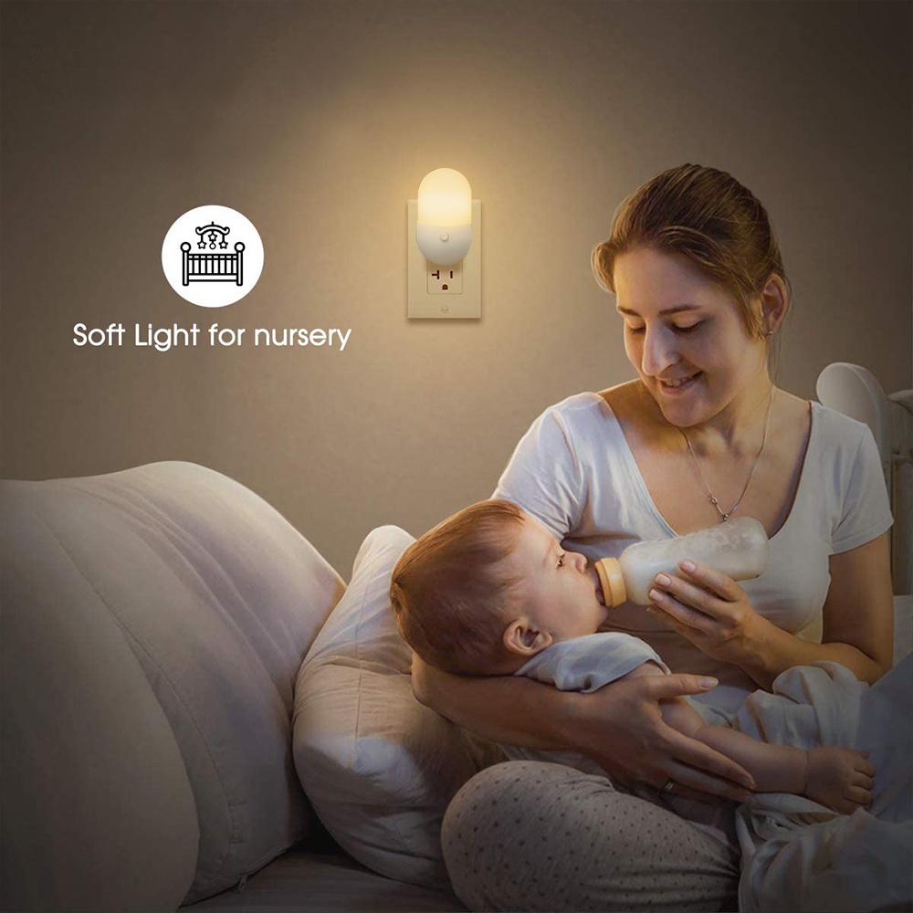 Lampu Malam LED Plug EU / US Warna Warm White Hemat Energi Untuk Kamar Tidur