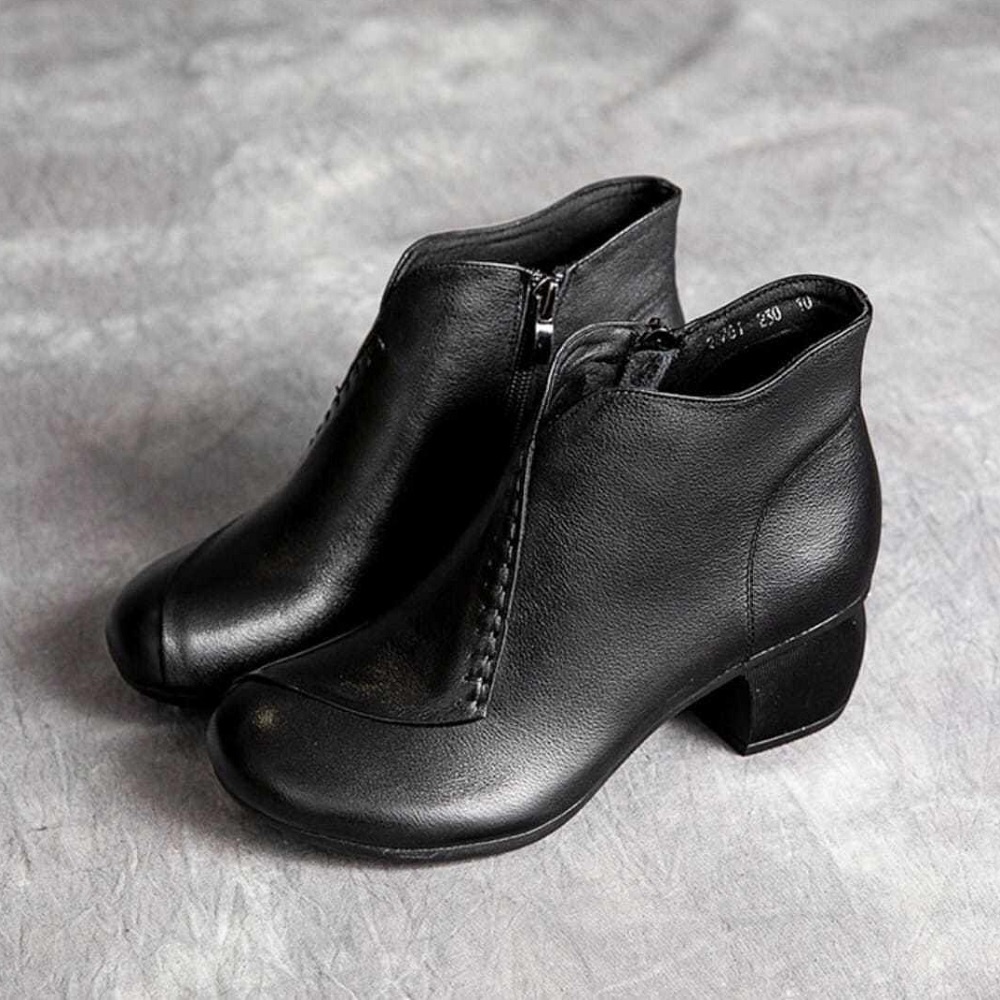 Import Original Kulit Asli Sepatu Boots Wanita Tinggi Heels Sepatu Cewek Casual Formal Santai Lembut Kerja Kuliah Cantik Kekinian 199