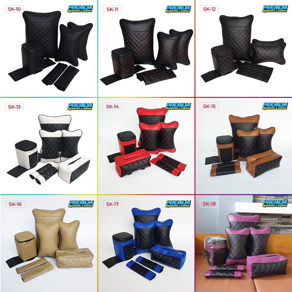 Set Bantal Mobil Kulit Sintetis