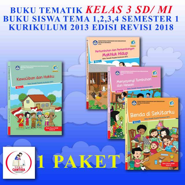 Sepaket Buku Kelas 3 Sd Tema 1234 Semester 1 Modul Tematik Kemendikbud Buku Paket Siswa Shopee Indonesia