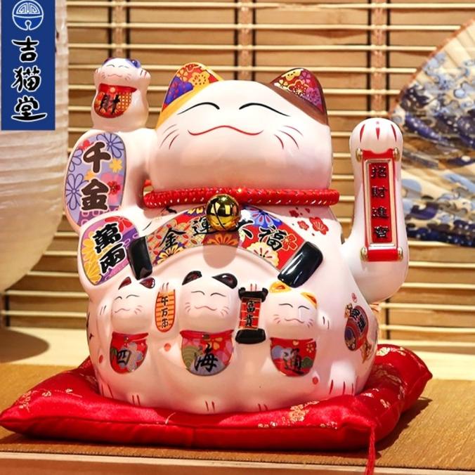 Pajangan Kucing Hoki Maneki Neko Besar Dekorasi Patung Kuicng Goyang