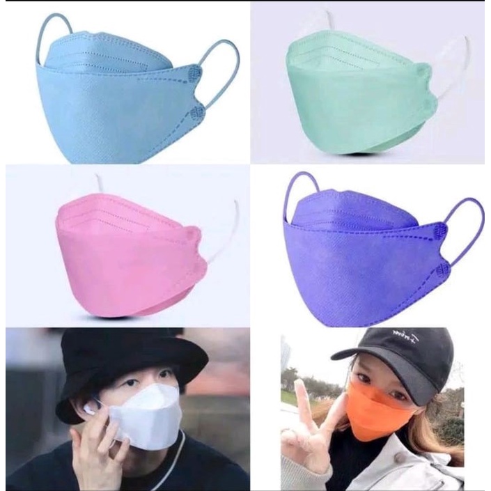 Masker KF94 TALI SENADA WARNA isi 10pcs Tebal Dewasa 4PLY IMPORT KF 94 EVO High Quality IDOL K-POP KPOP BTS BT21