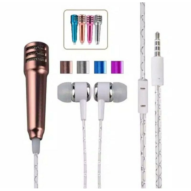 MICROPHONE MINI + HEADSET KARAOKE SMULE / SING MURAH DAN BERKUALITAS