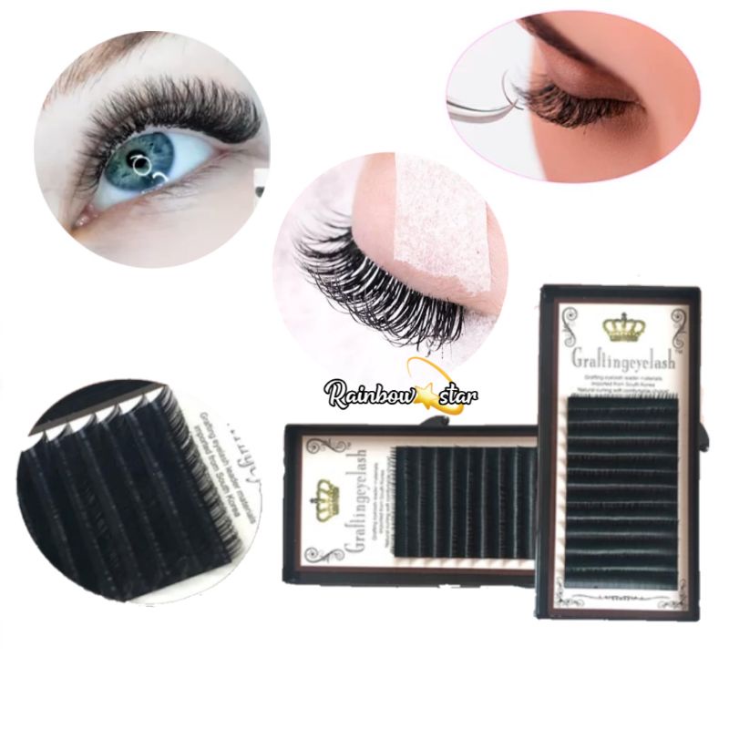 Bulu Mata Extension Korea / Grafting Eyelash 0.10C/D &amp; 0.20D / Eyelash Extension Curl D  Mink Lashes