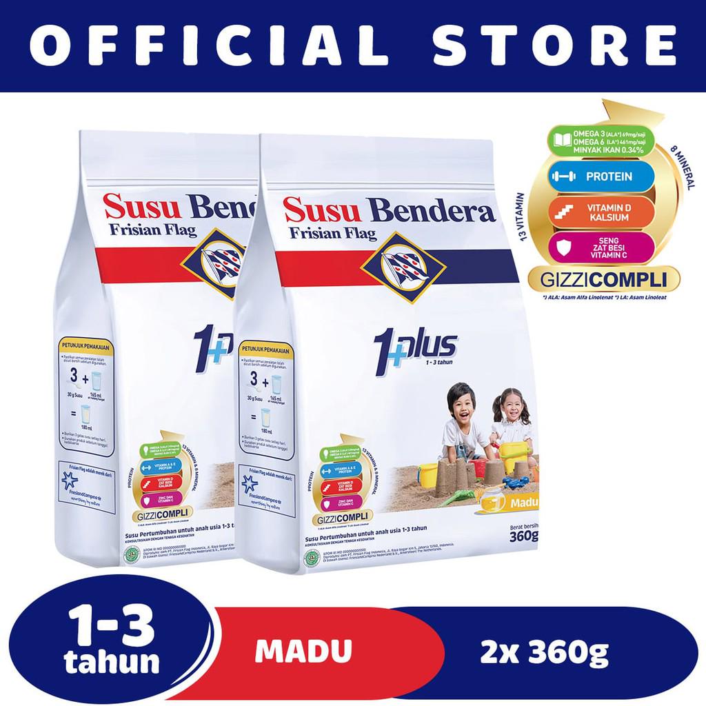 Susu Bendera 1+ 1-3 Tahun Madu 360 gr - 2 Pcs | Shopee ...