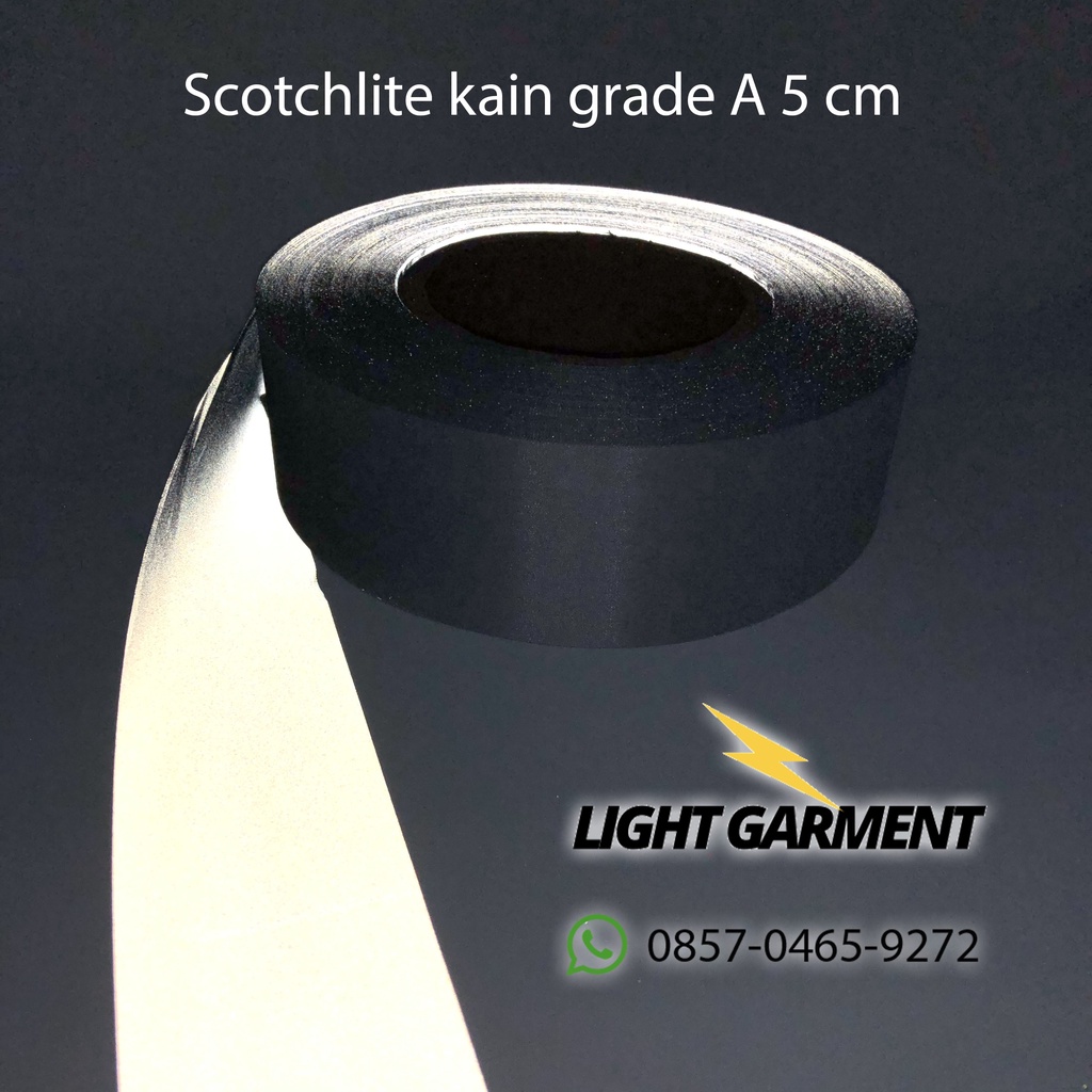 Scotchlite skotlet reflektor kain jahit pemantul cahaya 5 cm per 1 meter