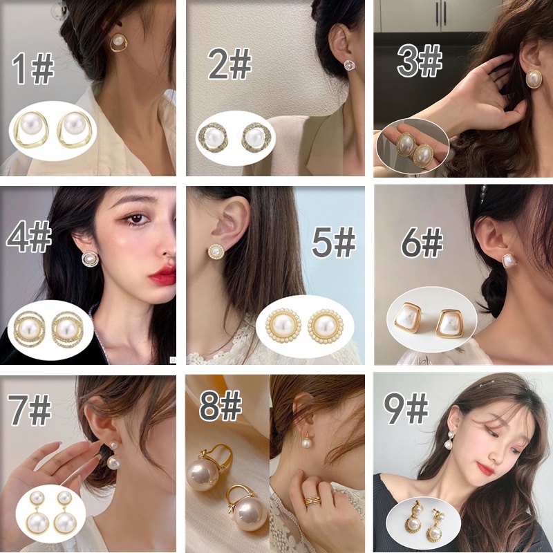 Anting Tusuk Sterling Silver 925 Hias Mutiara + Berlian Gaya Korea / Retro Untuk Wanita